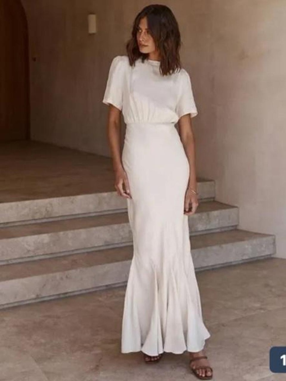 Dissh Campbell Oyster fishtail maxi Dress Cream Size 2 #luxury #designer #weddin